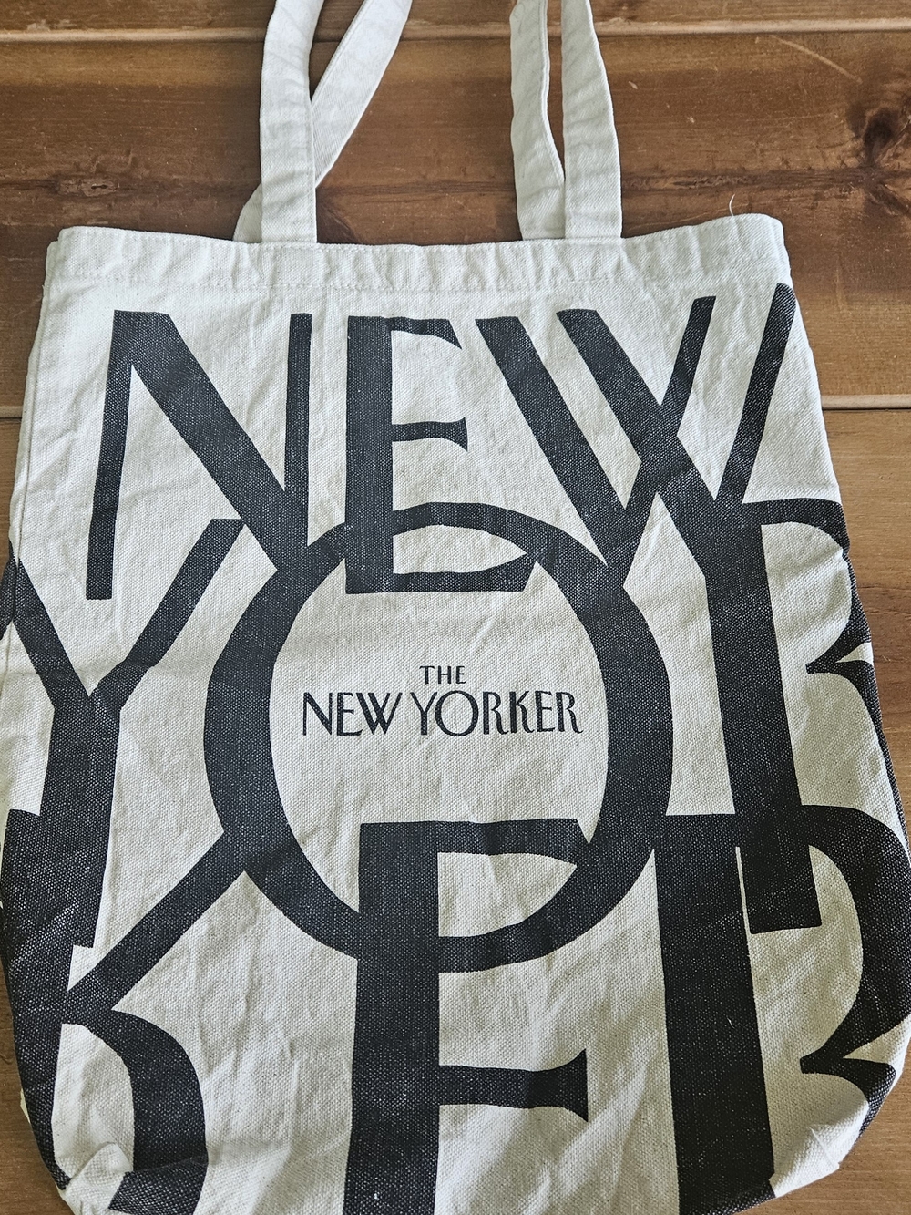 The New Yorker Logo Canvas Tote Bag - Black on Cream